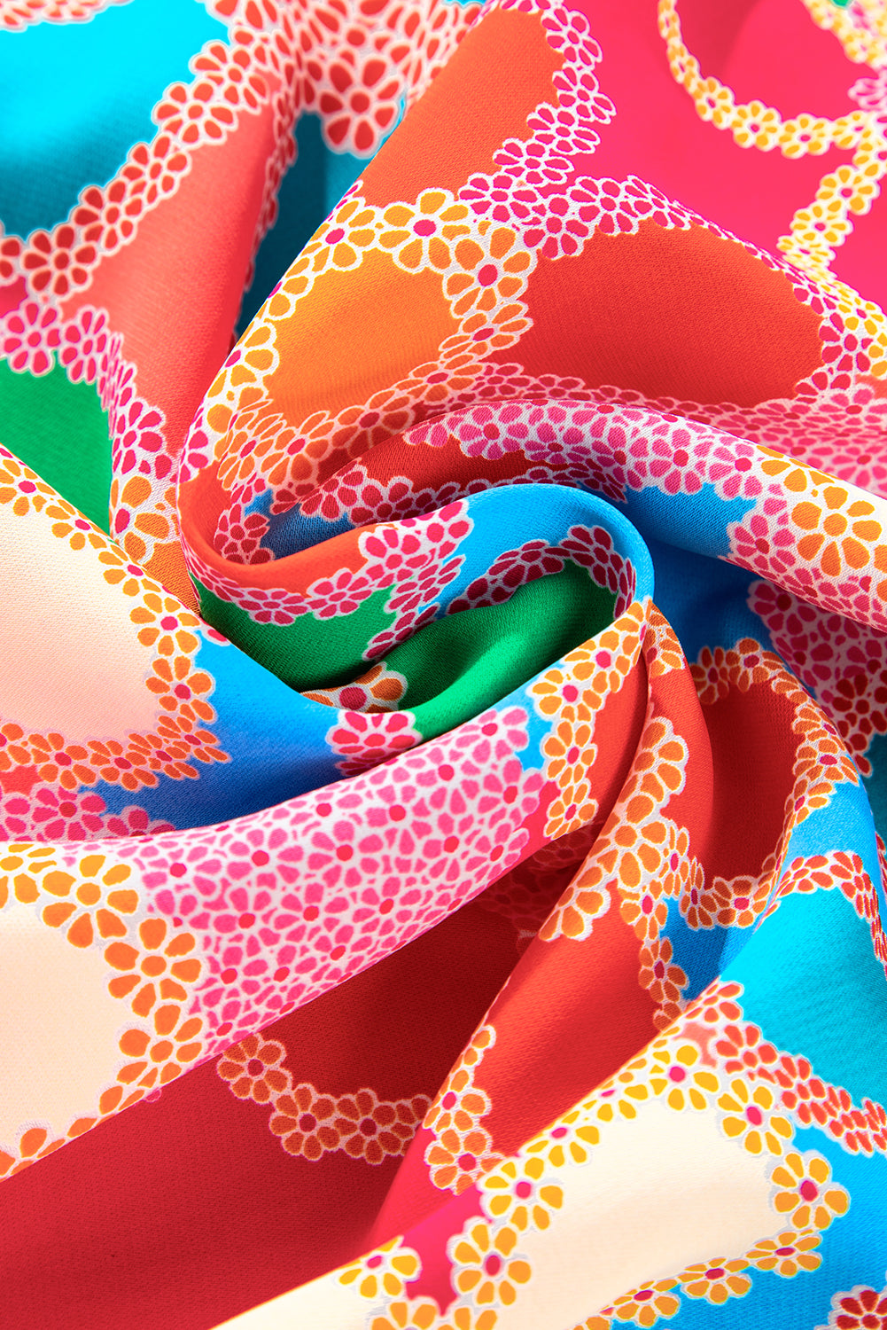 Purple Boho Flower Print Puff Short Sleeve Top