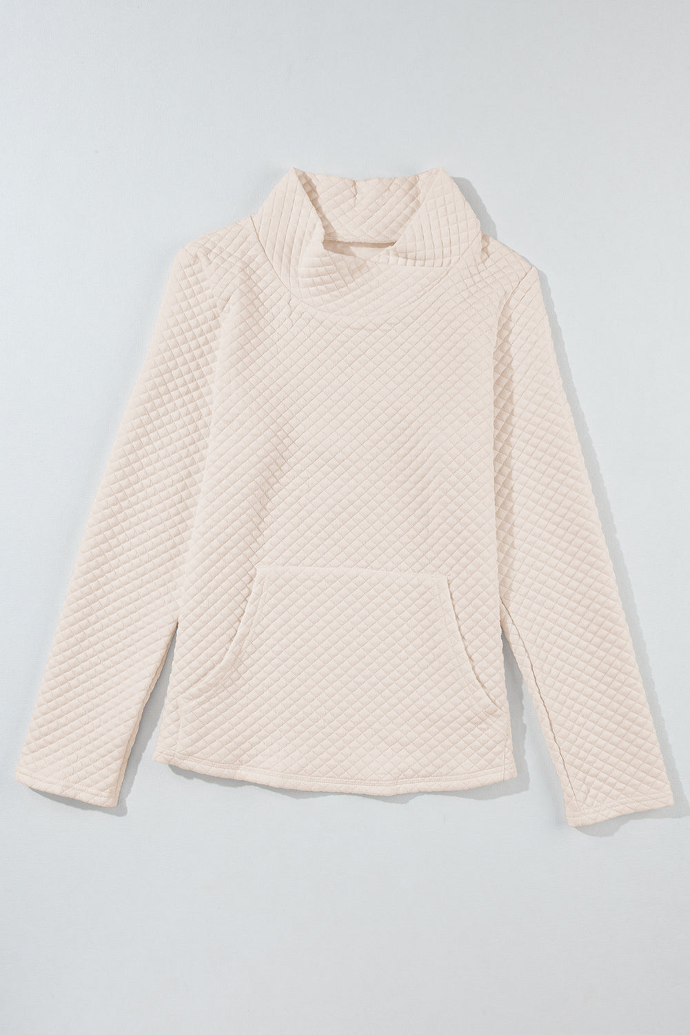 Rose Quilted Buttoned Neckline Stand Neck Pullover Sweatshirt