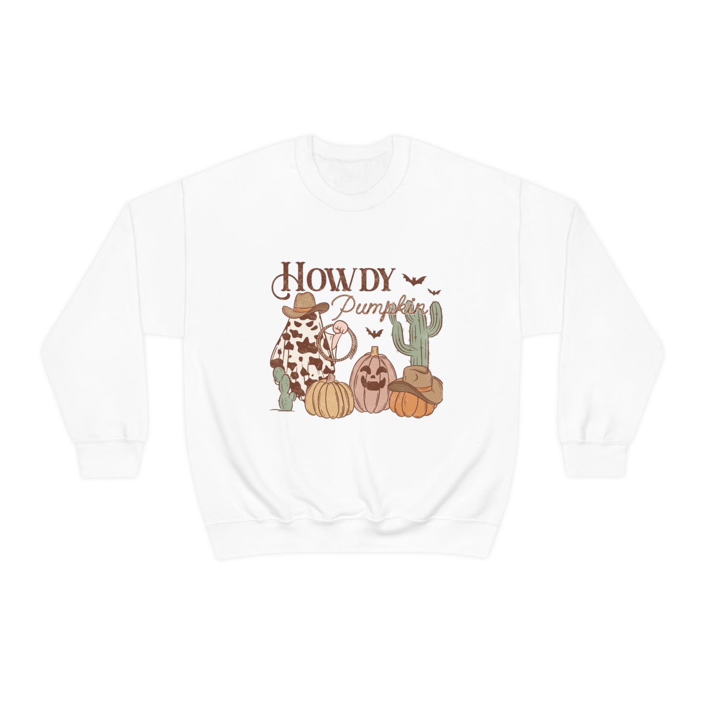 Howdy Pumpkin Cactus Ghost Unisex Heavy Blend™ Crewneck Sweatshirt