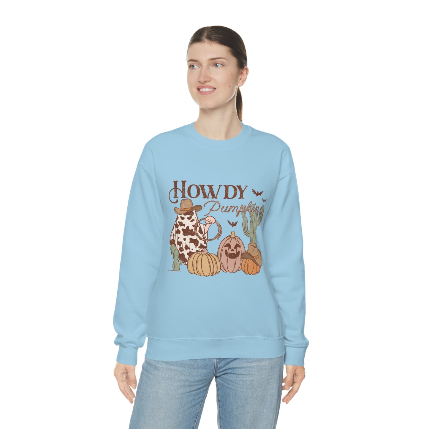 Howdy Pumpkin Cactus Ghost Unisex Heavy Blend™ Crewneck Sweatshirt