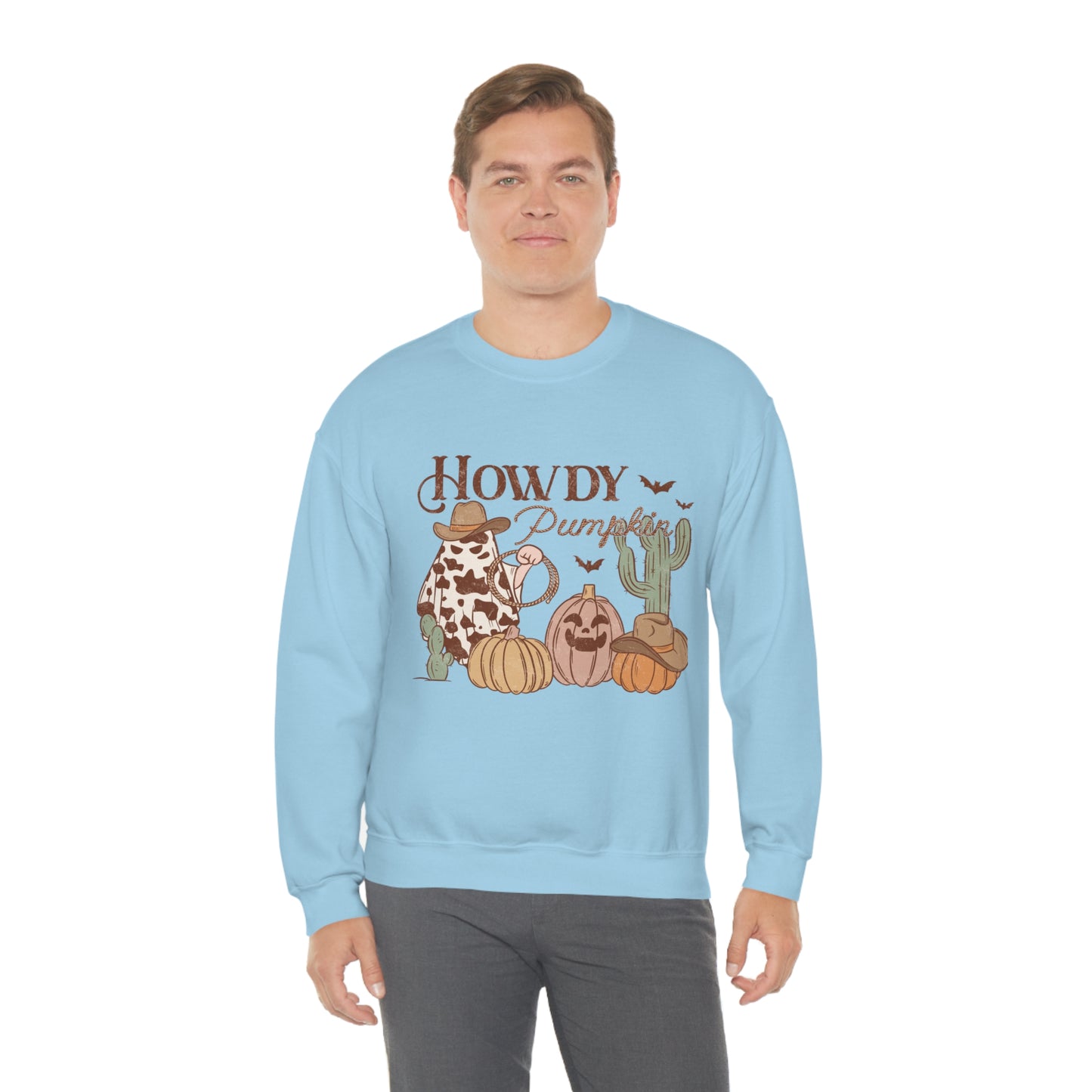 Howdy Pumpkin Cactus Ghost Unisex Heavy Blend™ Crewneck Sweatshirt