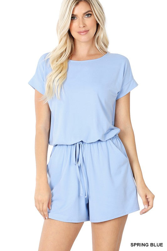 BRUSHED DTY ROMPER WITH POCKETS