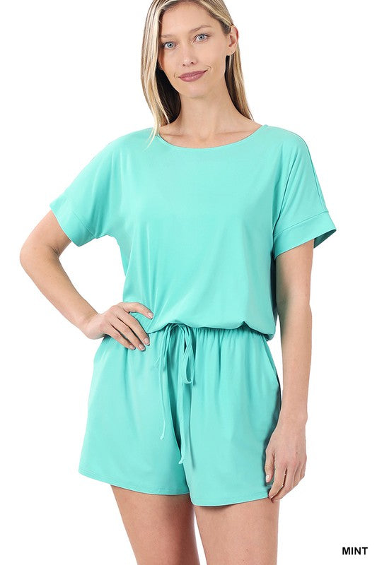 BRUSHED DTY ROMPER WITH POCKETS