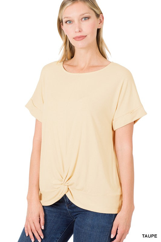 RAYON SPAN CREPE KNOT-FRONT TOP