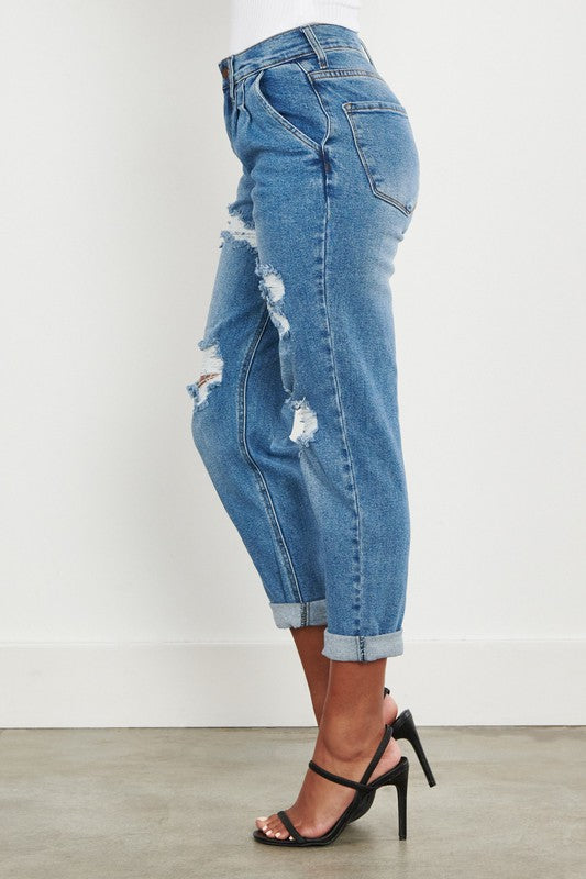 High Waisted Boyfriend Jeans