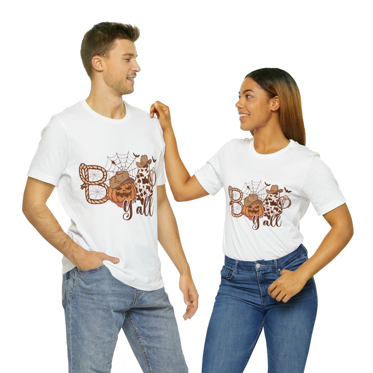 Boo Y’all Western Ghost Pumpkin Bella Canvas Unisex Jersey Short Sleeve Tee