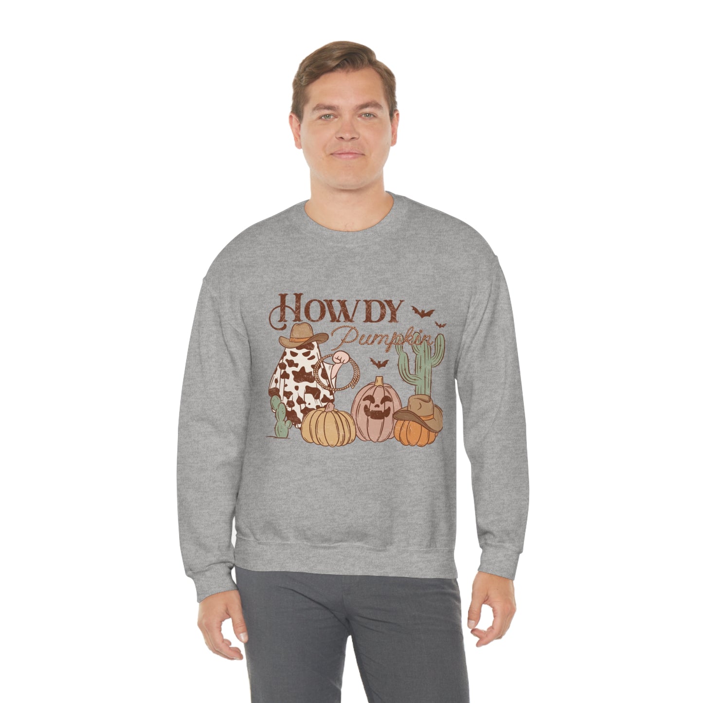 Howdy Pumpkin Cactus Ghost Unisex Heavy Blend™ Crewneck Sweatshirt