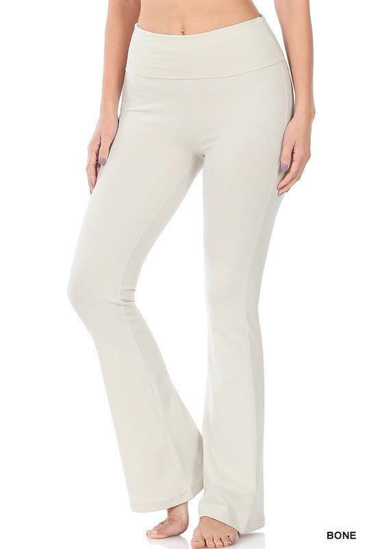 PREMIUM COTTON FOLD OVER YOGA FLARE PANTS