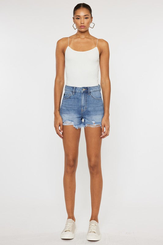 High Rise DENIM SHORTS JEANS- KC9145M-OP