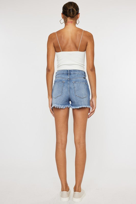 High Rise DENIM SHORTS JEANS- KC9145M-OP