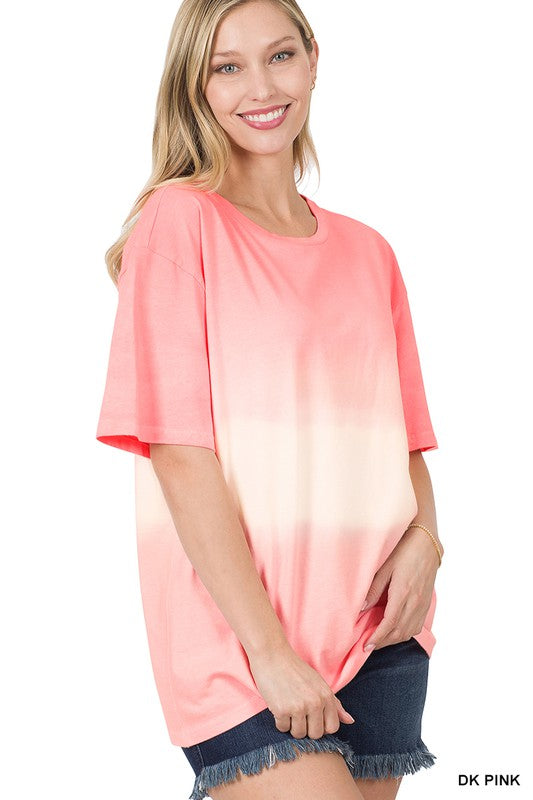 DIP DYE SHORT SLEEVE ROUND NECK TOP