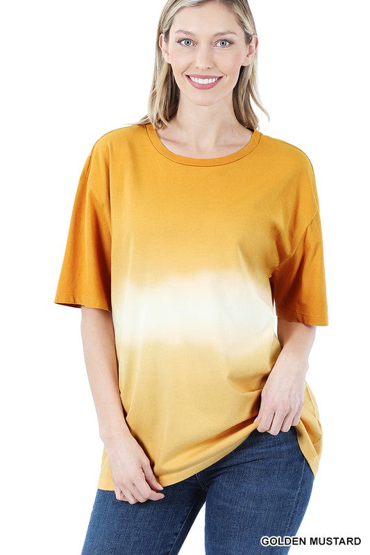 DIP DYE SHORT SLEEVE ROUND NECK TOP