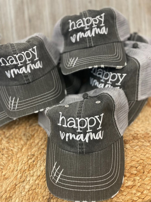 Happy Mama Embroidered Hat