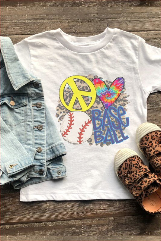 Peace Love Baseball Kids Tee