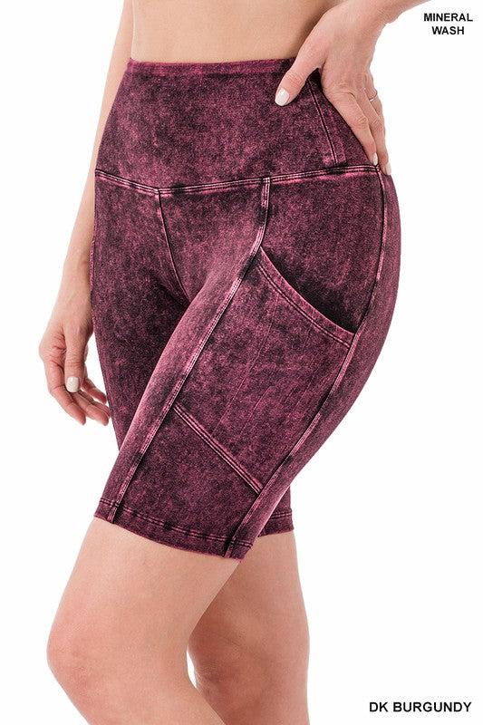 MINERAL WASH WIDE WAISTBAND POCKET LEGGINGS