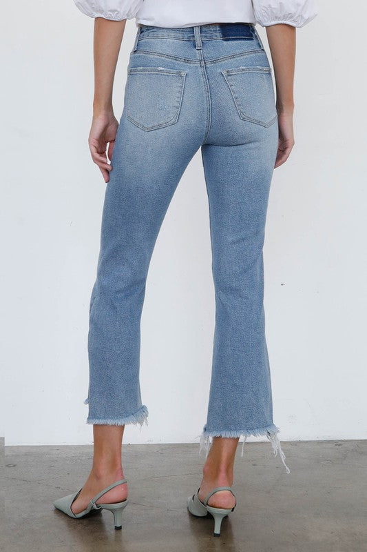 HIGH RISE CROP BOOT CUT JEANS