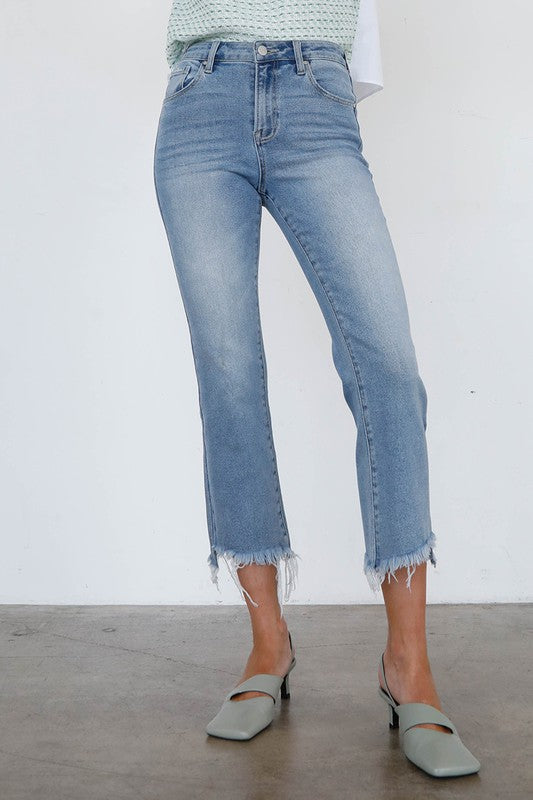 HIGH RISE CROP BOOT CUT JEANS