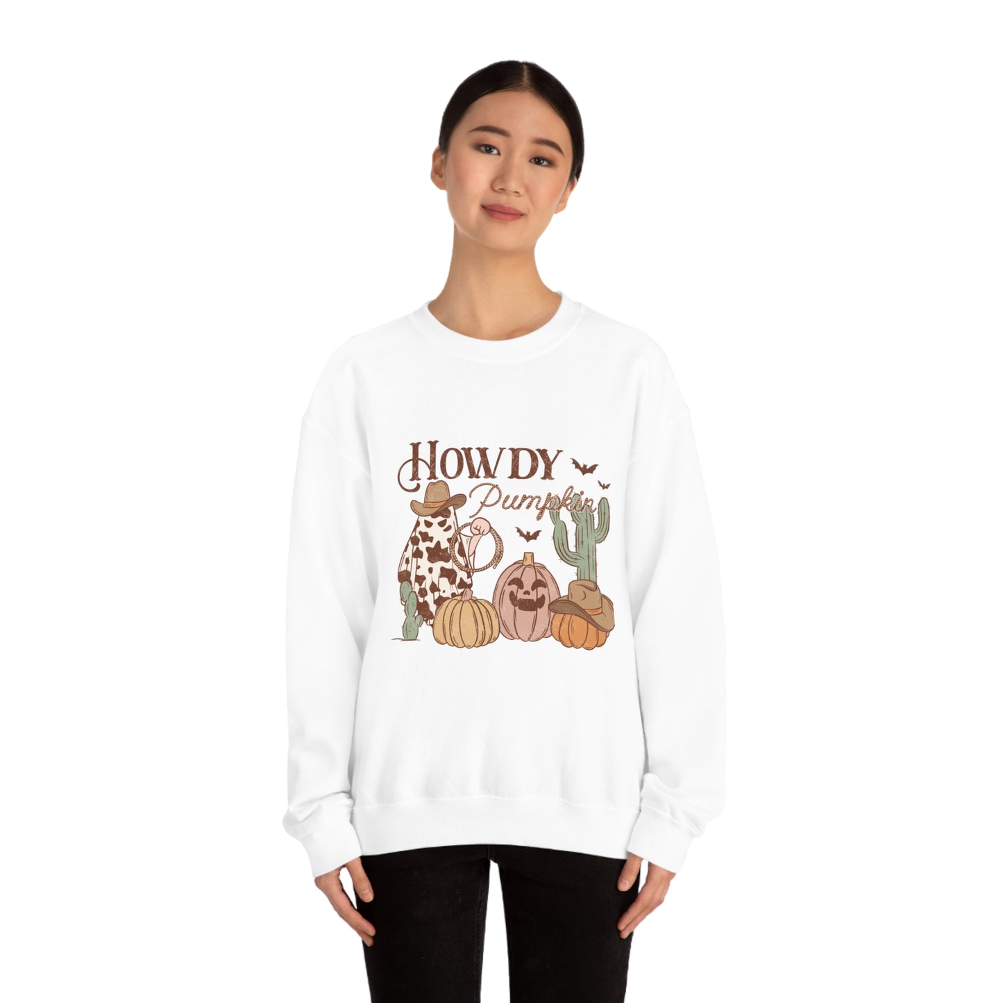 Howdy Pumpkin Cactus Ghost Unisex Heavy Blend™ Crewneck Sweatshirt