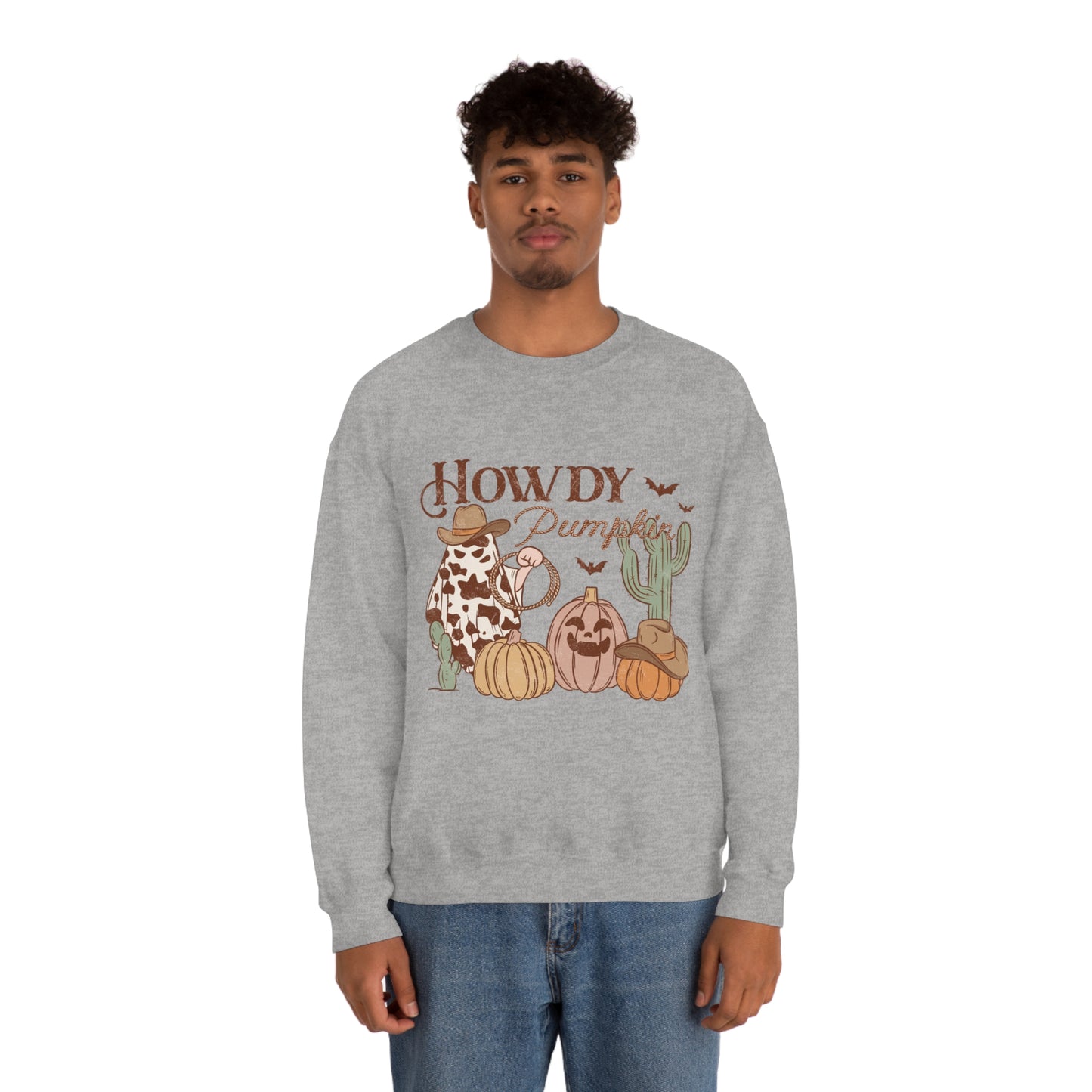 Howdy Pumpkin Cactus Ghost Unisex Heavy Blend™ Crewneck Sweatshirt