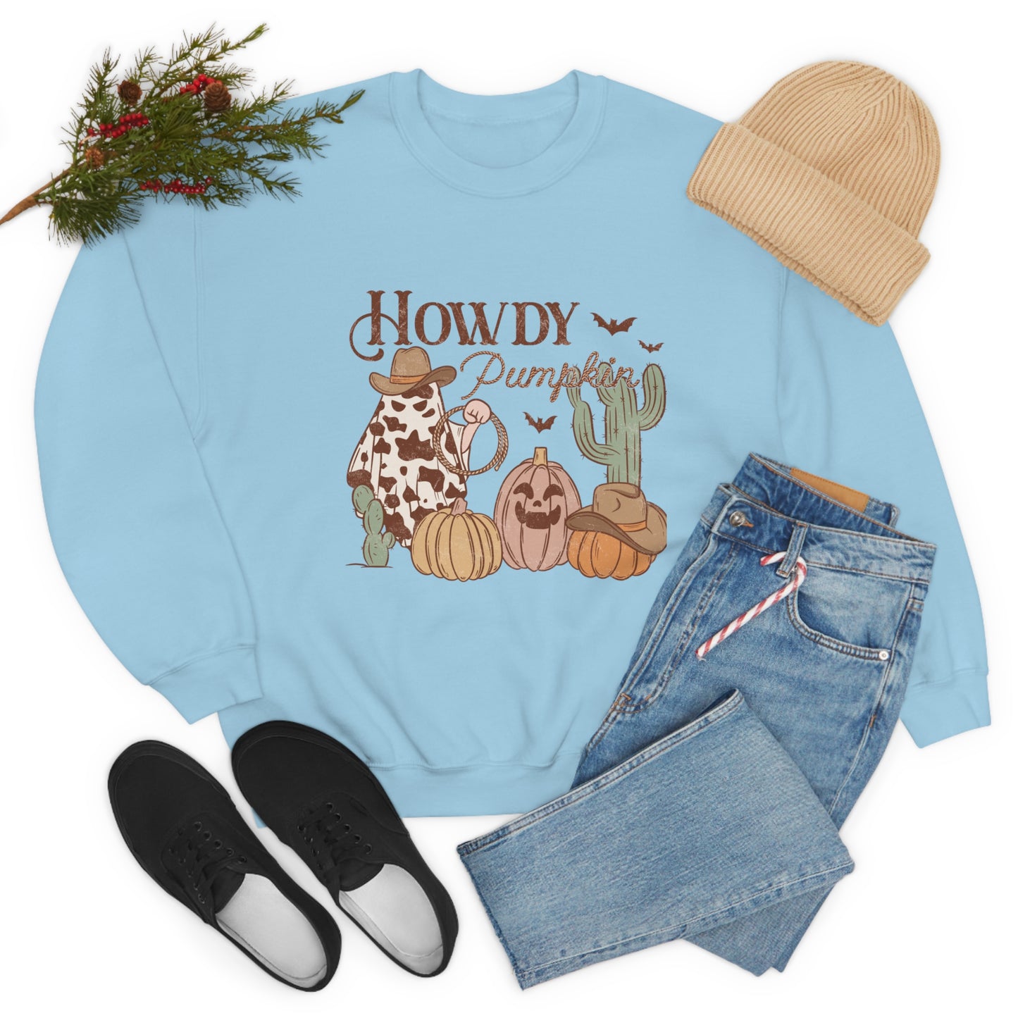 Howdy Pumpkin Cactus Ghost Unisex Heavy Blend™ Crewneck Sweatshirt