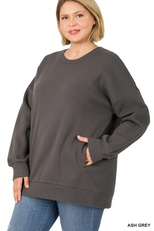 PLUS LONG SLEEVE ROUND NECK SWEATSHIRT