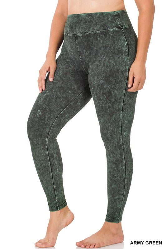 PLUS MINERAL WASHED WIDE WAISTBAND YOGA LEGGINGS