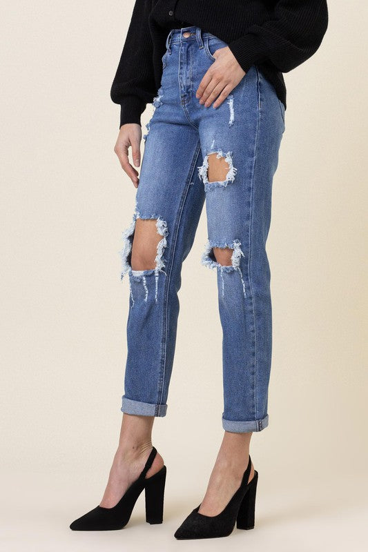 Distressed Boyfriend Jeans