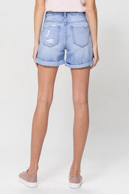 XS-S-M-L - DISTRESSED BOYFRIEND SHORTS W CUFFS