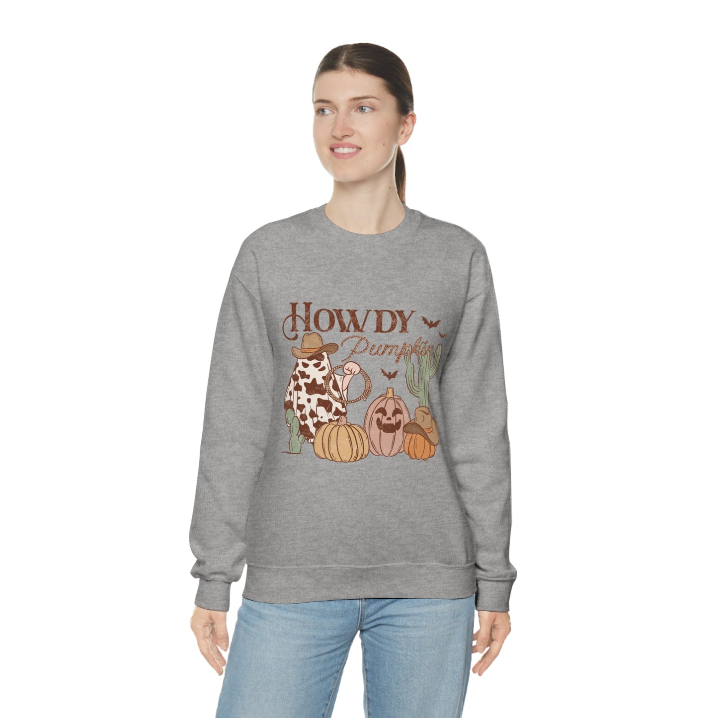 Howdy Pumpkin Cactus Ghost Unisex Heavy Blend™ Crewneck Sweatshirt