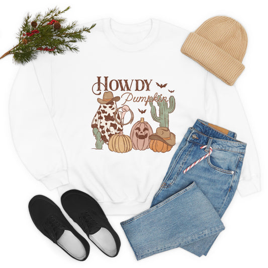 Howdy Pumpkin Cactus Ghost Unisex Heavy Blend™ Crewneck Sweatshirt