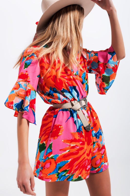 WRAP PLAYSUIT IN FLORAL