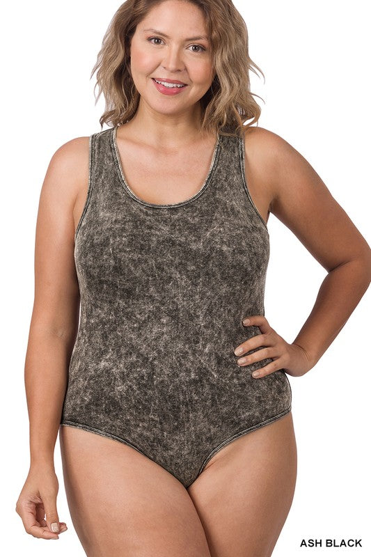 ACID WASH RACERBACK TANK BODYSUIT