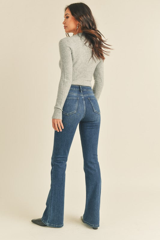 HIGH RISE SKINNY FLARE JEANS