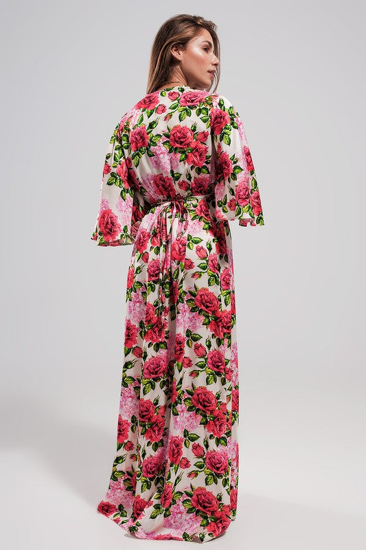 FLUTTER SLEEVE MAXI DRESS IN FLORAL PRINT