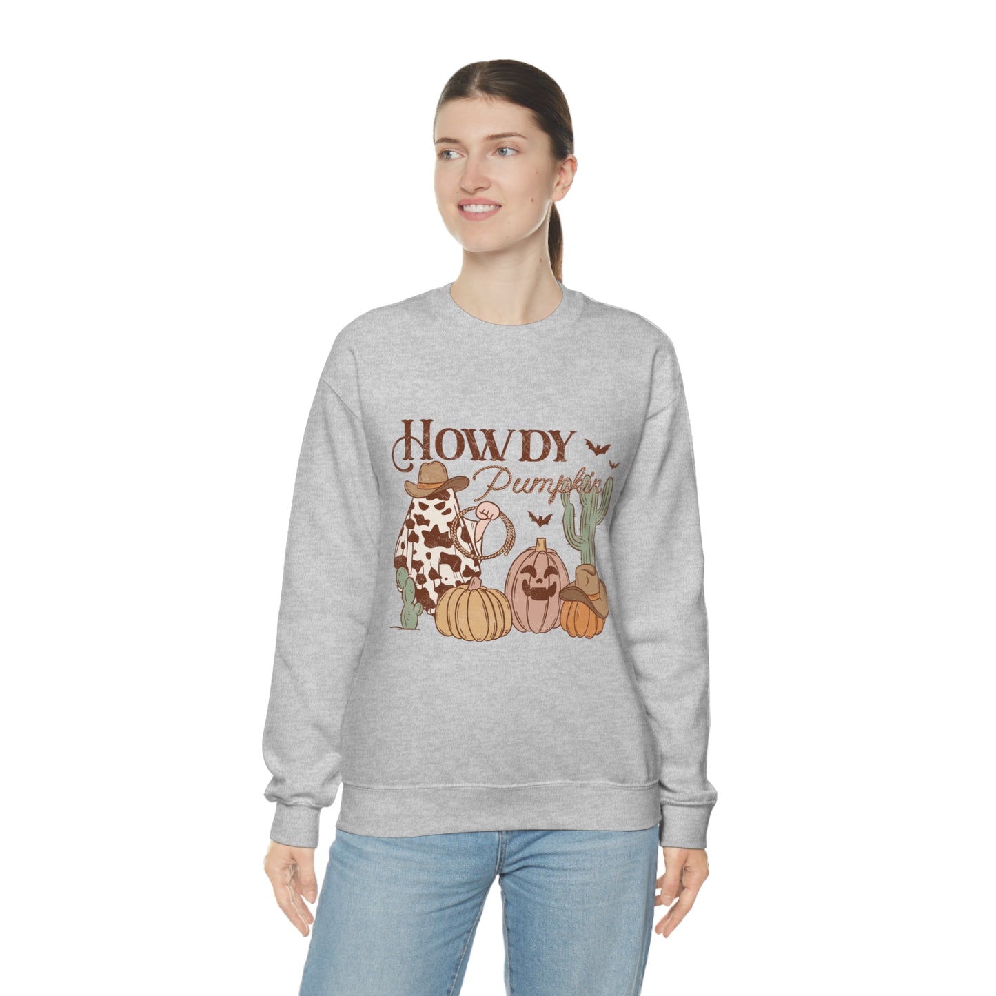 Howdy Pumpkin Cactus Ghost Unisex Heavy Blend™ Crewneck Sweatshirt