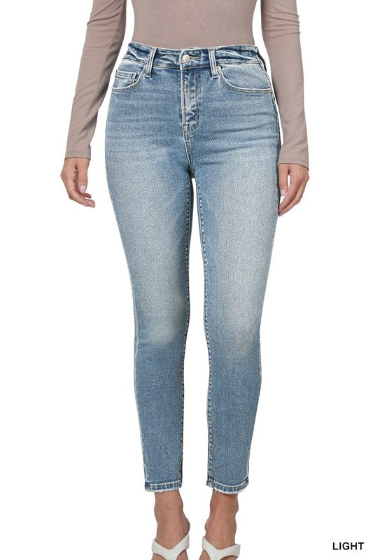 HIGH RISE ANKLE SKINNY DENIM PANTS