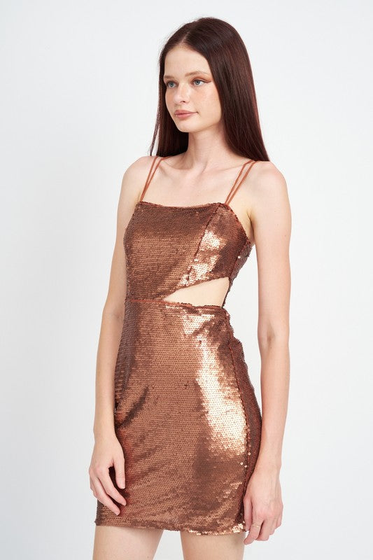 SEQUIN MINI DRESS WITH CUT OUT