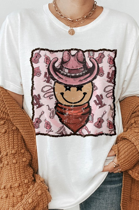 Smiley Cowgirl Western Graphic Tee