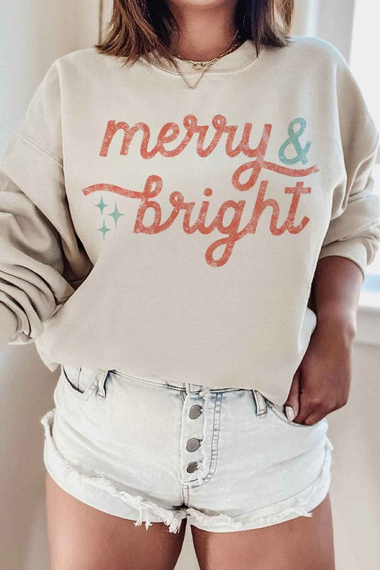 MERRY AND BRIGHT CHRISTMAS GRAPHIC SWEATSHIRT