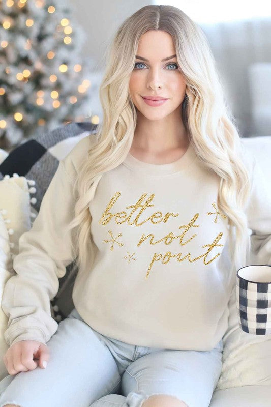 GOLD FOIL CHRISTMAS GRAPHIC SWEATSHIRT