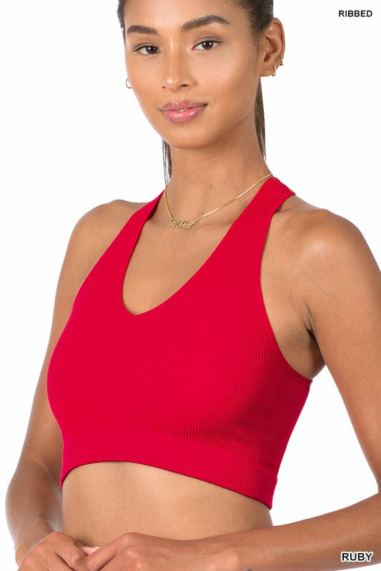 RIBBED CROPPED RACERBACK TANK TOP