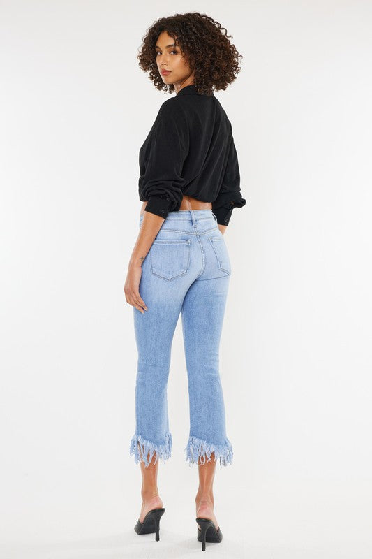 HIGH RISE CROP BOOTCUT DENIM PANTS-KC9354M