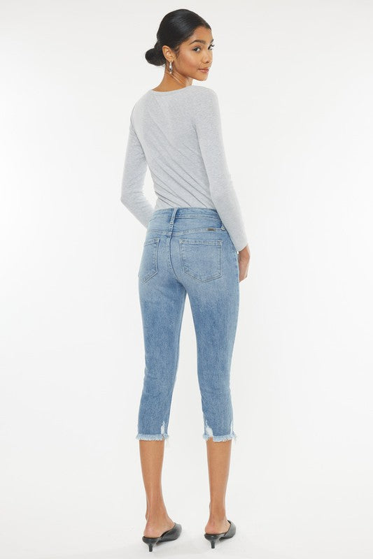 Mid Rise Capri Jean Pants