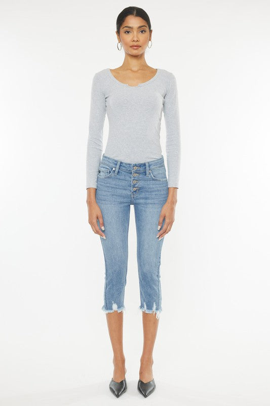 Mid Rise Capri Jean Pants