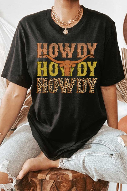 Howdy Skull Cow Graphics Top