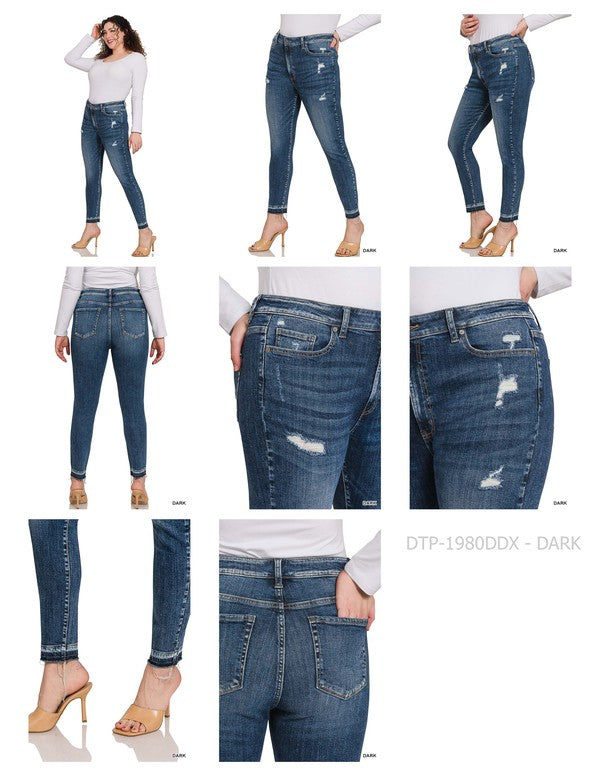 PLUS HIGH RISE CROPPED SKINNY DENIM PANTS