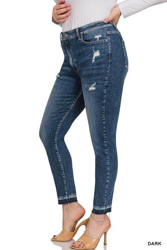 PLUS HIGH RISE CROPPED SKINNY DENIM PANTS