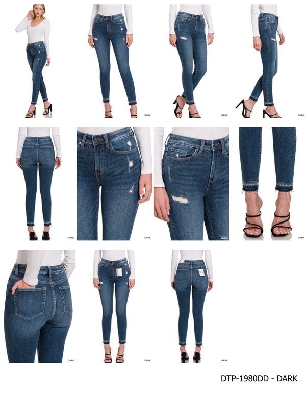 HIGH RISE CROPPED SKINNY DENIM PANTS