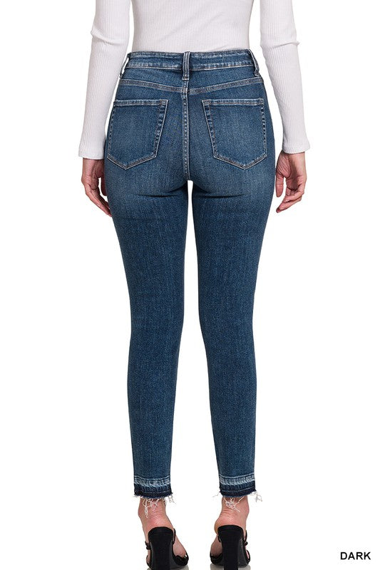 HIGH RISE CROPPED SKINNY DENIM PANTS