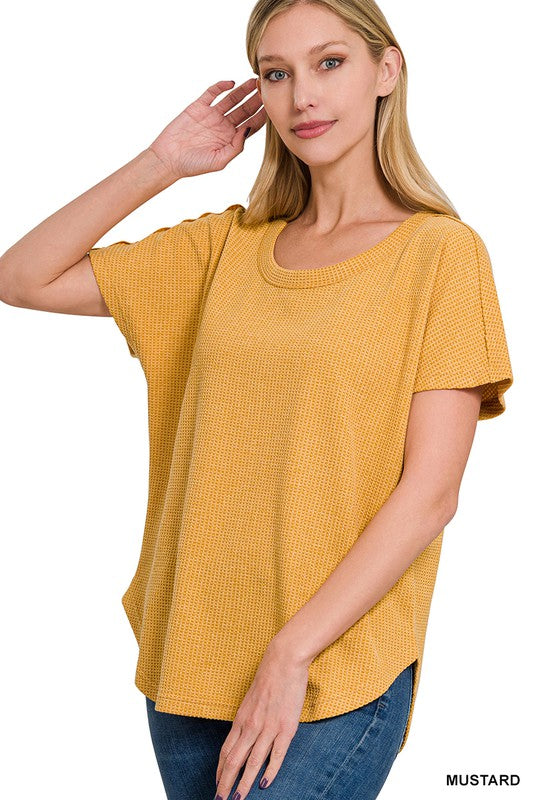 MELANGE BABY WAFFLE SHORT SLEEVE TOP